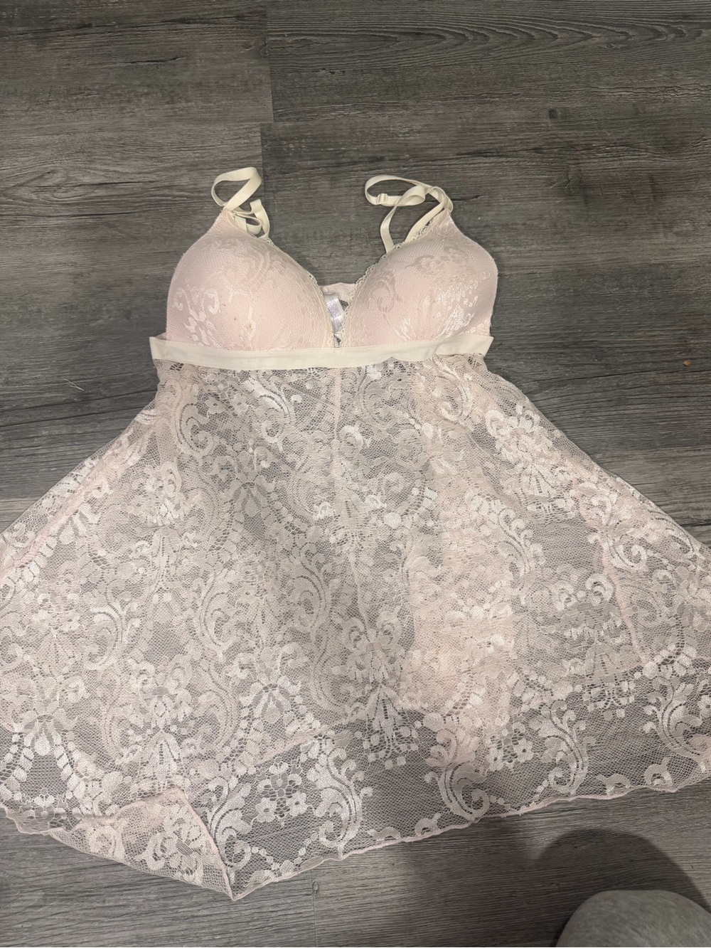 3 sets of lingerie. Lace Whisper Women's Lace Babydoll Nightdress in Light Pink